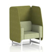 Brixworth 1 Seater Open Booth With White Legs In Rivet Fabric - Olive Panels And Burnish Sofa