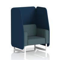 Brixworth 1 Seater Open Booth With White Legs In X2 Fabric - Calculus Panels And Polygon Sofa
