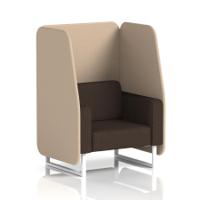 Brixworth 1 Seater Open Booth With White Legs In Synergy Fabric - Affix Panels And Wed Sofa