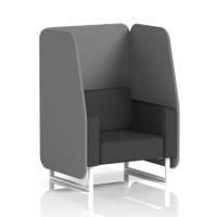 Brixworth 1 Seater Open Booth With White Legs In Synergy Fabric - Partner Panels And Mix Sofa