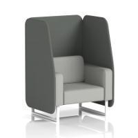 Brixworth 1 Seater Open Booth With White Legs In Sumi Fabric - Kobe Panels And Tokyo Sofa