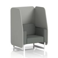Brixworth 1 Seater Open Booth With White Legs In Sumi Fabric - Tokyo Panels And Kobe Sofa
