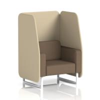 Brixworth 1 Seater Open Booth With White Legs In Sumi Fabric - Zen Panels And Osaka Sofa