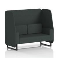 Brixworth 2 Seater Open Booth With Black Legs In Rivet Fabric - Charcoal Panels And Sofa