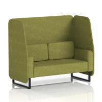 Brixworth 2 Seater Open Booth With Black Legs In Rivet Fabric - Olive Panels And Sofa