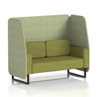 Brixworth 2 Seater Open Booth With Black Legs In Rivet Fabric - Burnish Panels And Olive Sofa