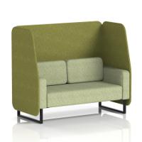 Brixworth 2 Seater Open Booth With Black Legs In Rivet Fabric - Olive Panels And Burnish Sofa