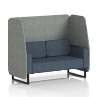Brixworth 2 Seater Open Booth With Black Legs In Rivet Fabric - Prime Panels And Crucible Sofa