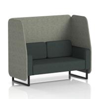 Brixworth 2 Seater Open Booth With Black Legs In Rivet Fabric - Vitreous Panels And Charcoal Sofa