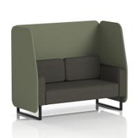 Brixworth 2 Seater Open Booth With Black Legs In Main Line Flax Fabric - Monument Panels And Temple Sofa