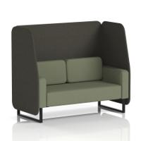 Brixworth 2 Seater Open Booth With Black Legs In Main Line Flax Fabric - Temple Panels And Monument Sofa