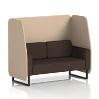 Brixworth 2 Seater Open Booth With Black Legs In Synergy Fabric - Affix Panels And Wed Sofa