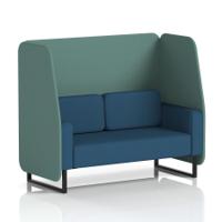 Brixworth 2 Seater Open Booth With Black Legs In Sumi Fabric - Handa Panels And Uto Sofa