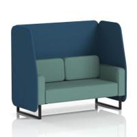 Brixworth 2 Seater Open Booth With Black Legs In Sumi Fabric - Uto Panels And Handa Sofa