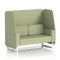 Brixworth 2 Seater Open Booth With White Legs In Rivet Fabric - Burnish Panels And Sofa