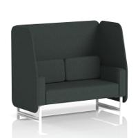Brixworth 2 Seater Open Booth With White Legs In Rivet Fabric - Charcoal Panels And Sofa