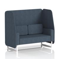 Brixworth 2 Seater Open Booth With White Legs In Rivet Fabric - Crucible Panels And Sofa