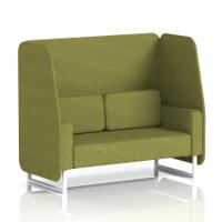 Brixworth 2 Seater Open Booth With White Legs In Rivet Fabric - Olive Panels And Sofa