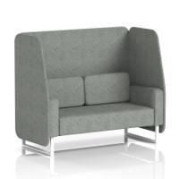 Brixworth 2 Seater Open Booth With White Legs In Rivet Fabric - Prime Panels And Sofa
