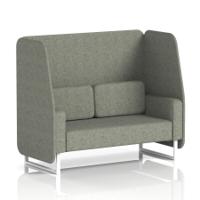 Brixworth 2 Seater Open Booth With White Legs In Rivet Fabric - Vitreous Panels And Sofa