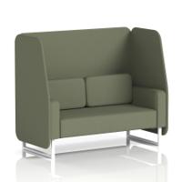 Brixworth 2 Seater Open Booth With White Legs In Main Line Flax Fabric - Monument Panels And Sofa