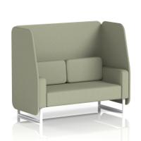 Brixworth 2 Seater Open Booth With White Legs In Main Line Flax Fabric - Newbury Panels And Sofa