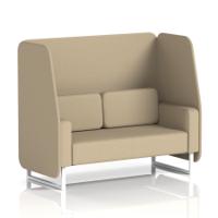 Brixworth 2 Seater Open Booth With White Legs In Main Line Flax Fabric - Upminster Panels And Sofa