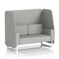 Brixworth 2 Seater Open Booth With White Legs In Sumi Fabric - Tokyo Panels And Sofa