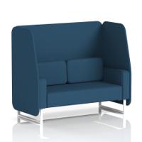 Brixworth 2 Seater Open Booth With White Legs In Sumi Fabric - Uto Panels And Sofa