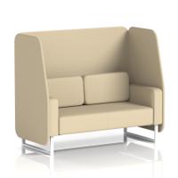 Brixworth 2 Seater Open Booth With White Legs In Sumi Fabric - Zen Panels And Sofa