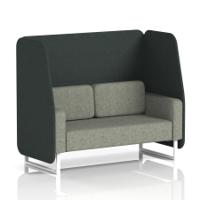 Brixworth 2 Seater Open Booth With White Legs In Rivet Fabric - Charcoal Panels And Vitreous Sofa
