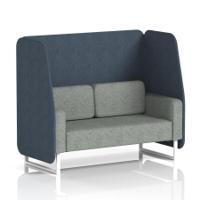 Brixworth 2 Seater Open Booth With White Legs In Rivet Fabric - Crucible Panels And Prime Sofa