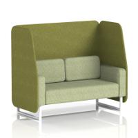 Brixworth 2 Seater Open Booth With White Legs In Rivet Fabric - Olive Panels And Burnish Sofa