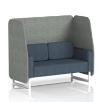 Brixworth 2 Seater Open Booth With White Legs In Rivet Fabric - Prime Panels And Crucible Sofa