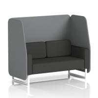 Brixworth 2 Seater Open Booth With White Legs In Synergy Fabric - Partner Panels And Mix Sofa