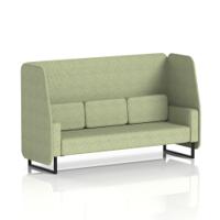 Brixworth 3 Seater Open Booth With Black Legs In Rivet Fabric - Burnish Panels And Sofa