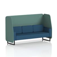 Brixworth 3 Seater Open Booth With Black Legs In Sumi Fabric - Handa Panels And Uto Sofa