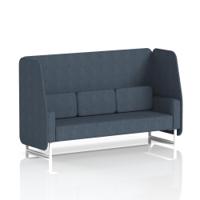 Brixworth 3 Seater Open Booth With White Legs In Rivet Fabric - Crucible Panels And Sofa