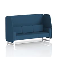 Brixworth 3 Seater Open Booth With White Legs In Sumi Fabric - Uto Panels And Sofa