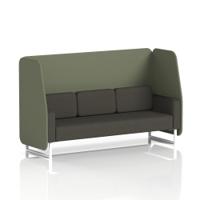 Brixworth 3 Seater Open Booth With White Legs In Main Line Flax Fabric - Monument Panels And Temple Sofa