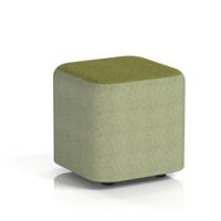Harlestone Small Square Stool In Rivet Fabric - Burnish Body Olive Top