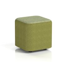 Harlestone Small Square Stool In Rivet Fabric - Olive Body Burnish Top