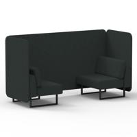 Brixworth 2 Seater Bench Booth With Black Legs In Rivet Fabric - Charcoal Panels And Sofa