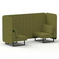Brixworth 2 Seater Bench Booth With Black Legs In Rivet Fabric - Olive Panels And Sofa
