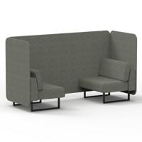 Brixworth 2 Seater Bench Booth With Black Legs In Rivet Fabric - Vitreous Panels And Sofa