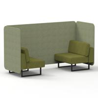 Brixworth 2 Seater Bench Booth With Black Legs In Rivet Fabric - Burnish Panels And Olive Sofa