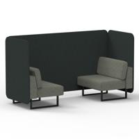 Brixworth 2 Seater Bench Booth With Black Legs In Rivet Fabric - Charcoal Panels And Vitreous Sofa
