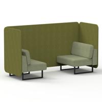 Brixworth 2 Seater Bench Booth With Black Legs In Rivet Fabric - Olive Panels And Burnish Sofa