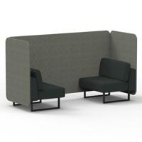 Brixworth 2 Seater Bench Booth With Black Legs In Rivet Fabric - Vitreous Panels And Charcoal Sofa