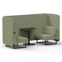 Brixworth 2 Seater Bench Booth With Black Legs And Black Table With Black Leg In Rivet Fabric - Burnish Panels And Sofa